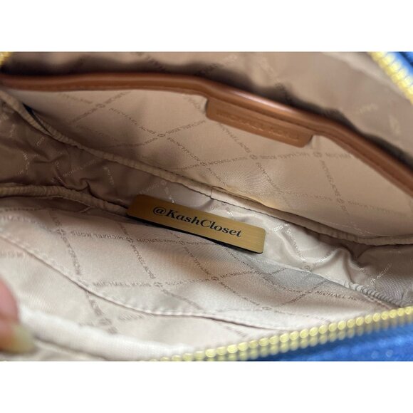 Michael Kors crossbody large chain zip purse messenger bag indigo - Picture 7 of 10